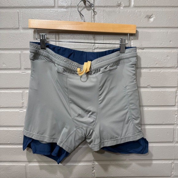Huckberry Wellen Sevens Sports Shorts Lined Med Blue 5" Athletic Gym Performance - Picture 7 of 14